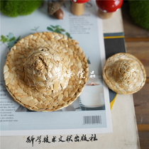 Handmade straw hat toy small straw hat Christmas toy small straw hat felt accessories photo props