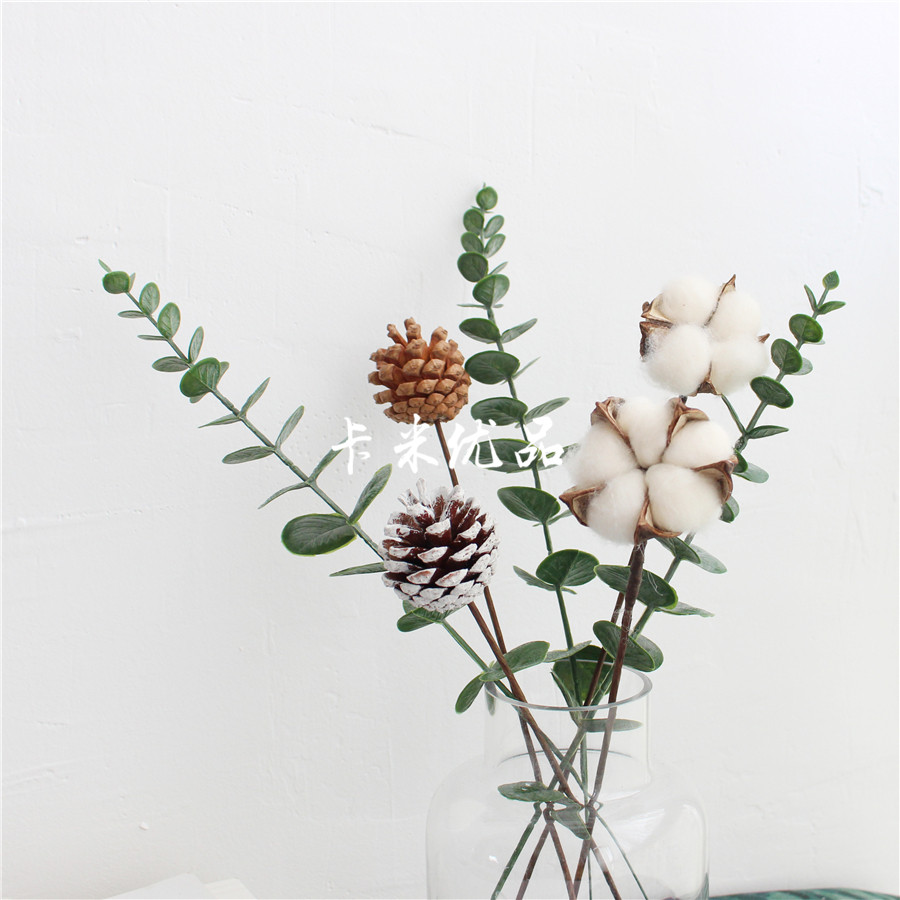 Nordic Wind Yogali Pine Nuts Cotton Art Mix Dry Flower Bouquet Simulation Flowers Photo Bouquet Living-room Decoration