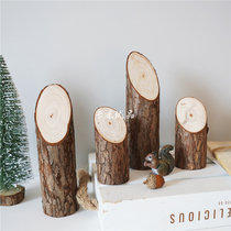 (Kami Youpint) Original zakka solid wood DIY log Santa hand-painted creative wood pile pendulum piece wood pile