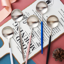 Net red spoon Home 304 stainless steel for dinner drinking soup big spoon creativity cute stirring sweet spoonful spoon long handle tablespoon