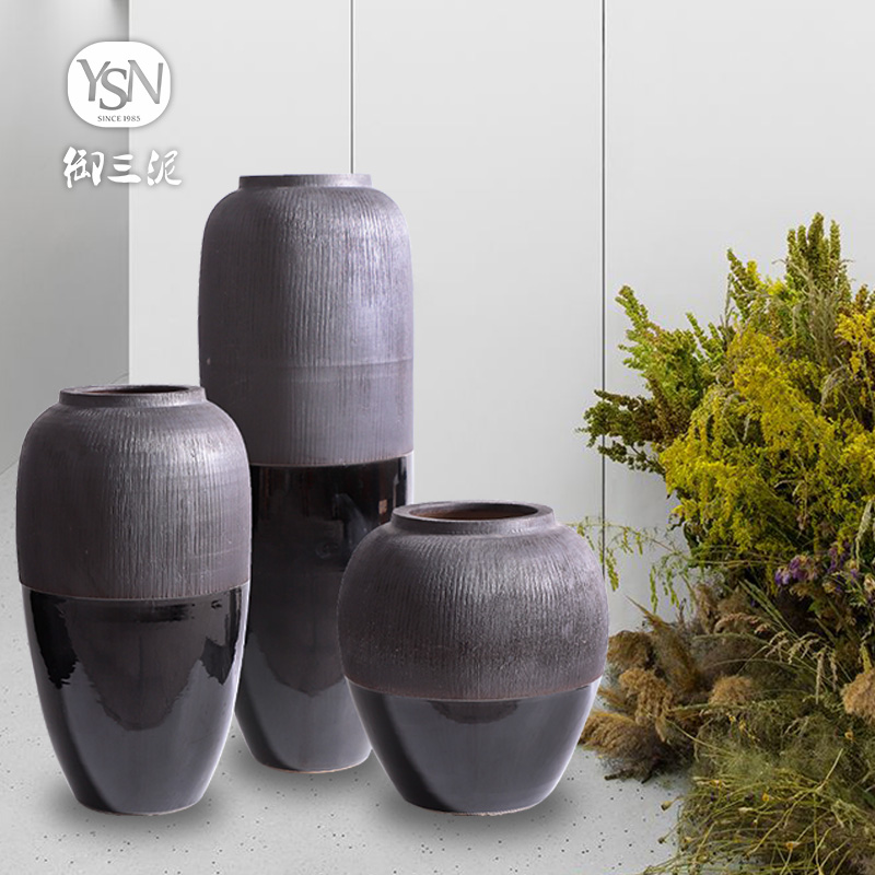 Jingdezhen modern landing big vases, ceramic flower pot courtyard garden pottery urn furnishing articles contracted sitting room adornment