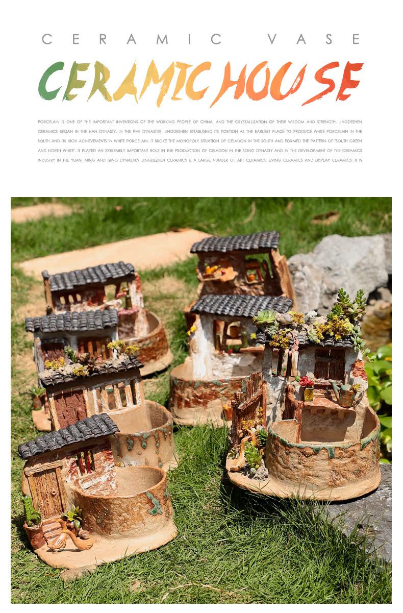 Creative ceramic vases, new Chinese zen decorations office small bonsai house garden rockery restoring ancient ways furnishing articles