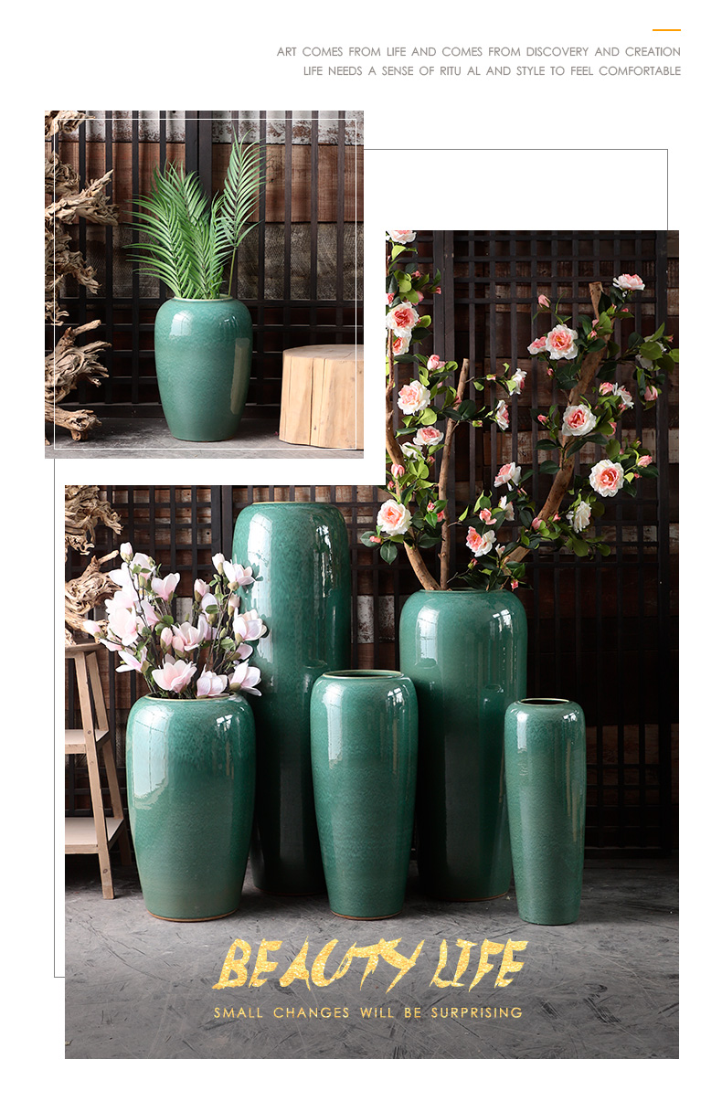 Jingdezhen ceramic vase furnishing articles sitting room ground dried flowers to decorate the courtyard villa large flower pot water tanks tank POTS