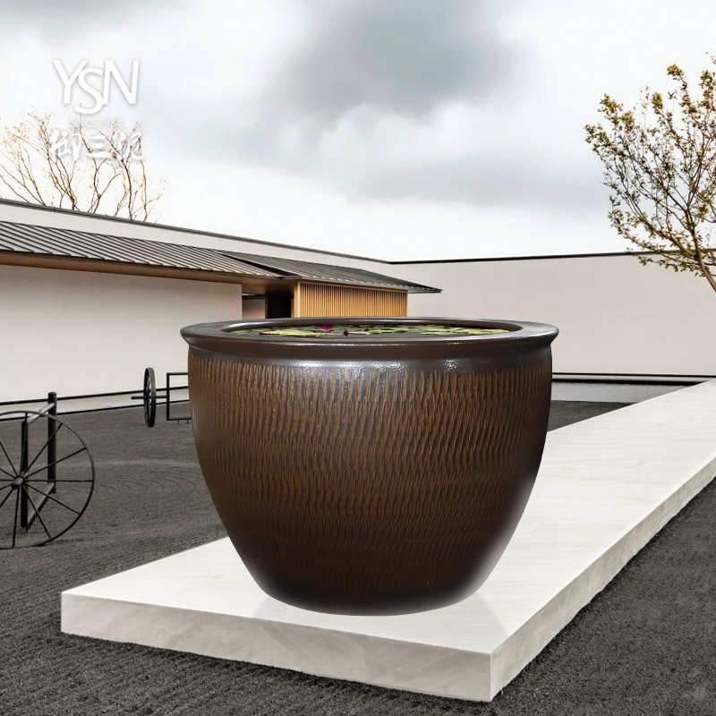 Royal three jingdezhen ceramic mud jump knife carving courtyard tank aquarium hydroponic water lily lotus garden hotel