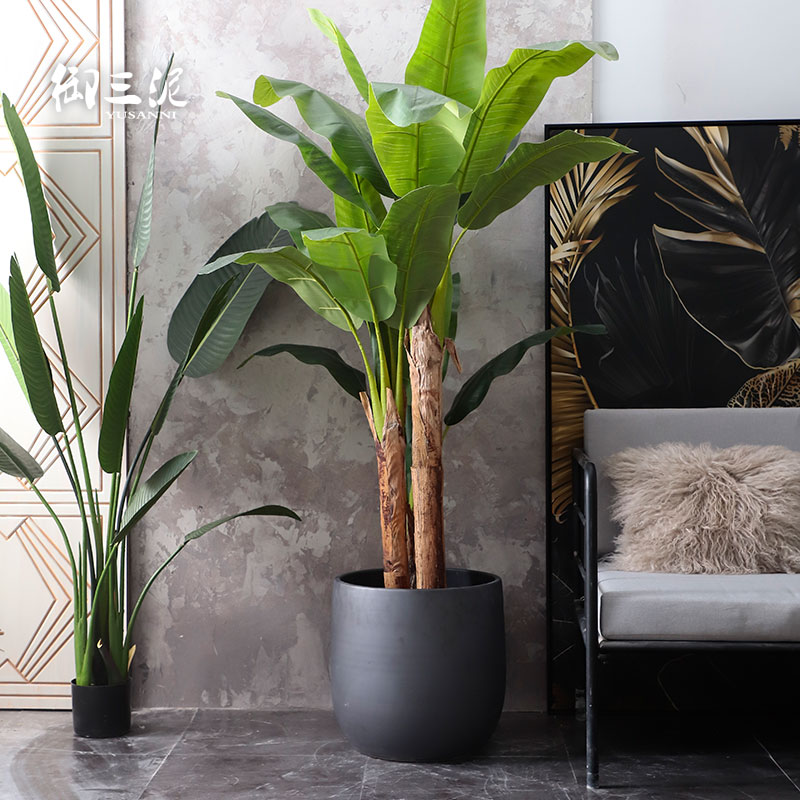Black ceramic green plant hydroponic pot large indoor decoration Nordic flowerpot I and contracted vase plant base