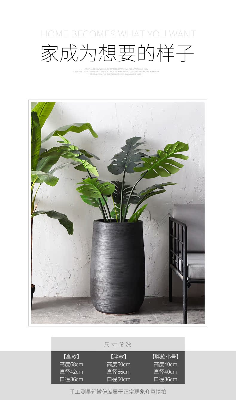 Ceramic furnishing articles, green plant POTS, large diameter indoor plant decoration Nordic flowerpot I and contracted dry flower vase