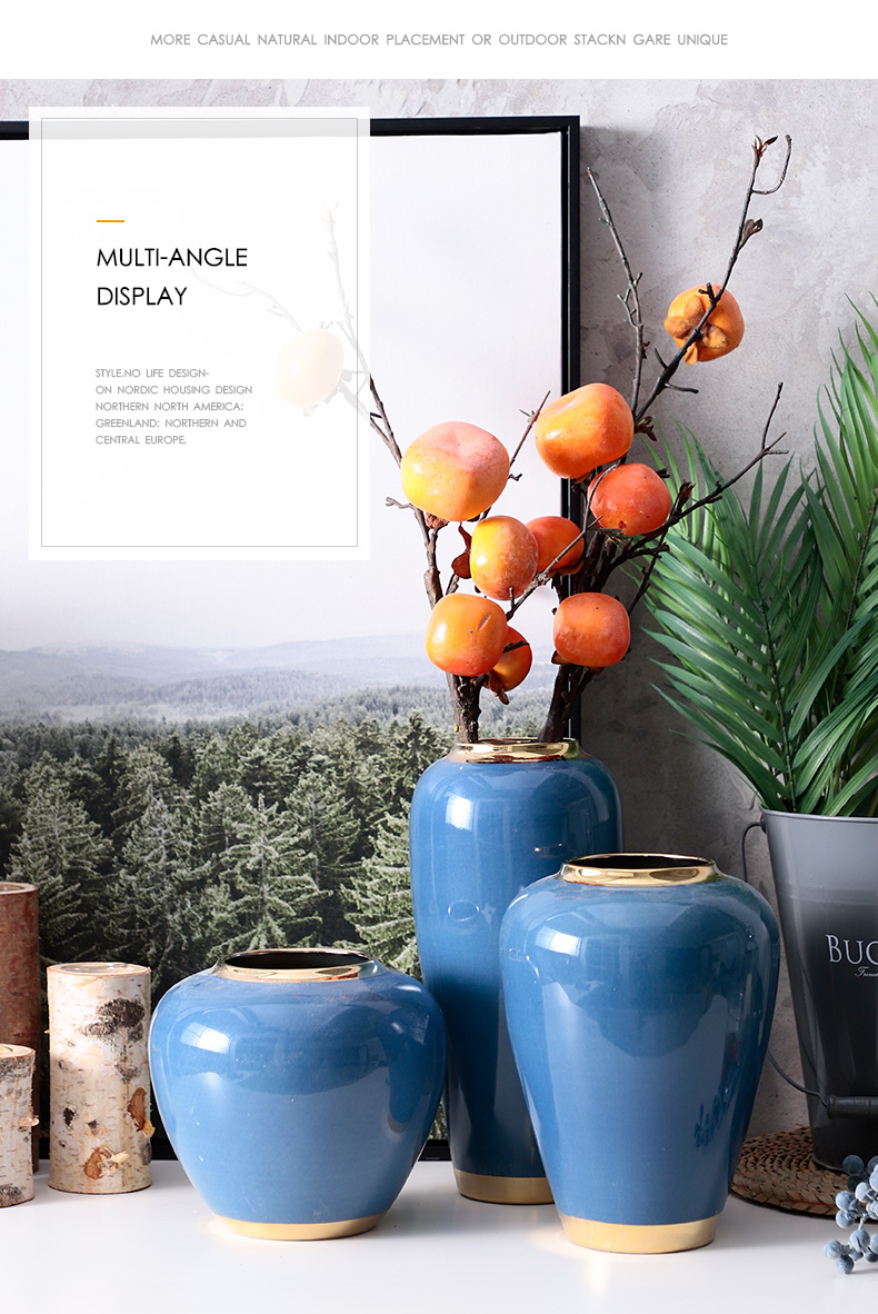Contracted and I European ceramic vases, flower arrangement sitting room decoration home decoration dry flower is placed blue small POTS