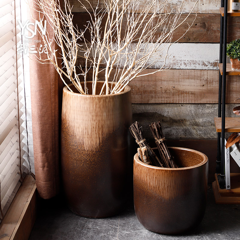 Retro ceramic flower pot oversized Nordic contracted home sitting room hydroponic money plant wide expressions using vase combination package mail