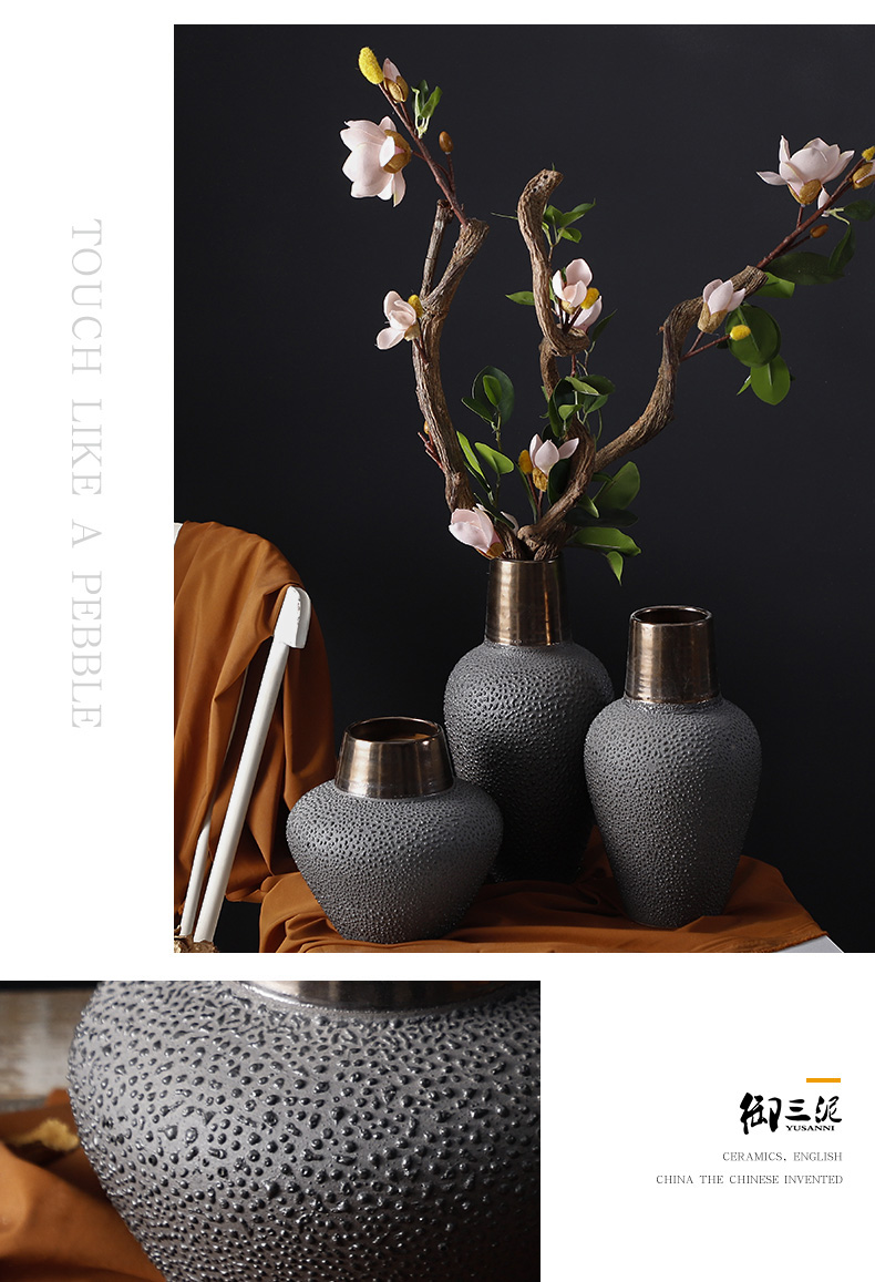 Light the key-2 luxury of I and contracted ceramic vases, dried flower adornment furnishing articles sitting room coarse some ceramic pot retro hydroponic flower arranging flowers