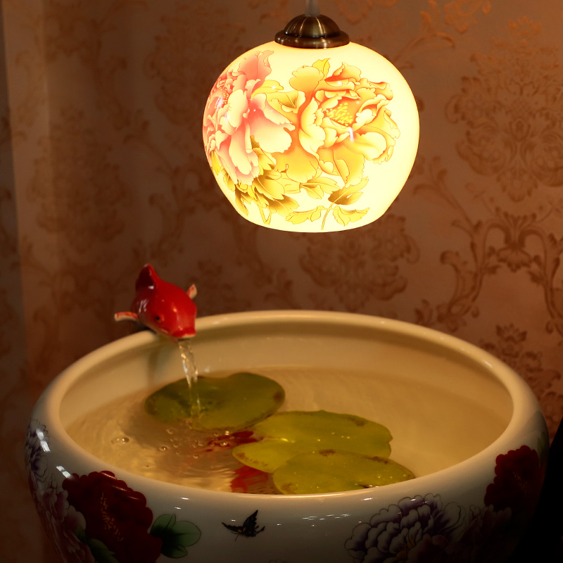 Circulation indoor goldfish bowl porcelain home sitting room with heavy lamp jingdezhen basin of Chinese style furnishing articles ceramic aquarium fish