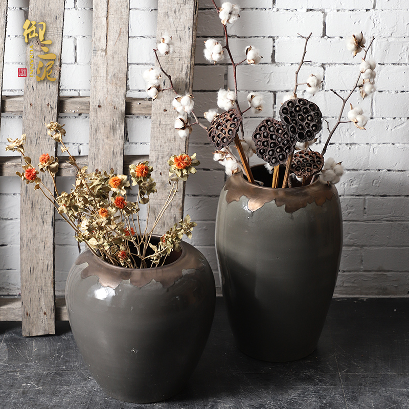 I and contracted large vase furnishing articles sitting room flower arranging jingdezhen ceramic POTS landing European - style villa decoration in gold