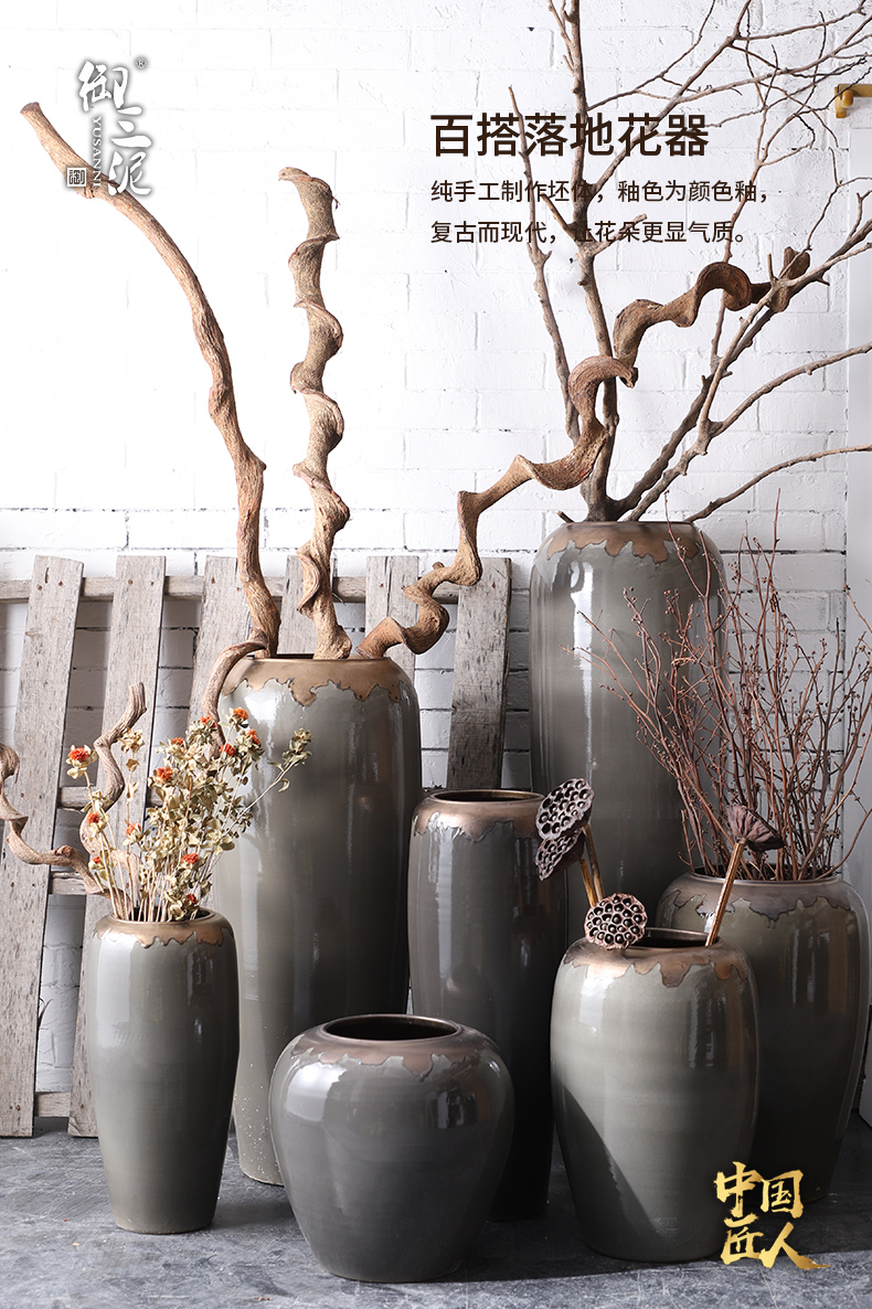 I and contracted large vase furnishing articles sitting room flower arranging jingdezhen ceramic POTS landing European - style villa decoration in gold