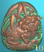 Bamboo Bamboo Leaves Bamboo Pixiu Lion Ganoderma Lucidum Carved Picture Jade Carved Picture