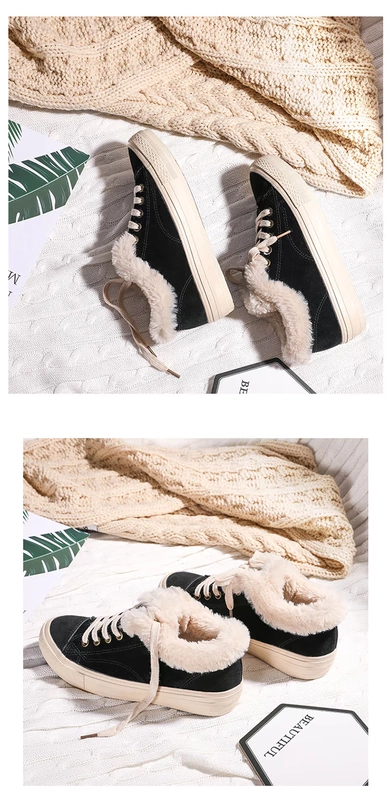 Cộng thêm đôi giày nhung nữ cotton 2018 mùa đông giày vải mới Học sinh Hàn Quốc Yamamoto gió in giày siêu xấu xí