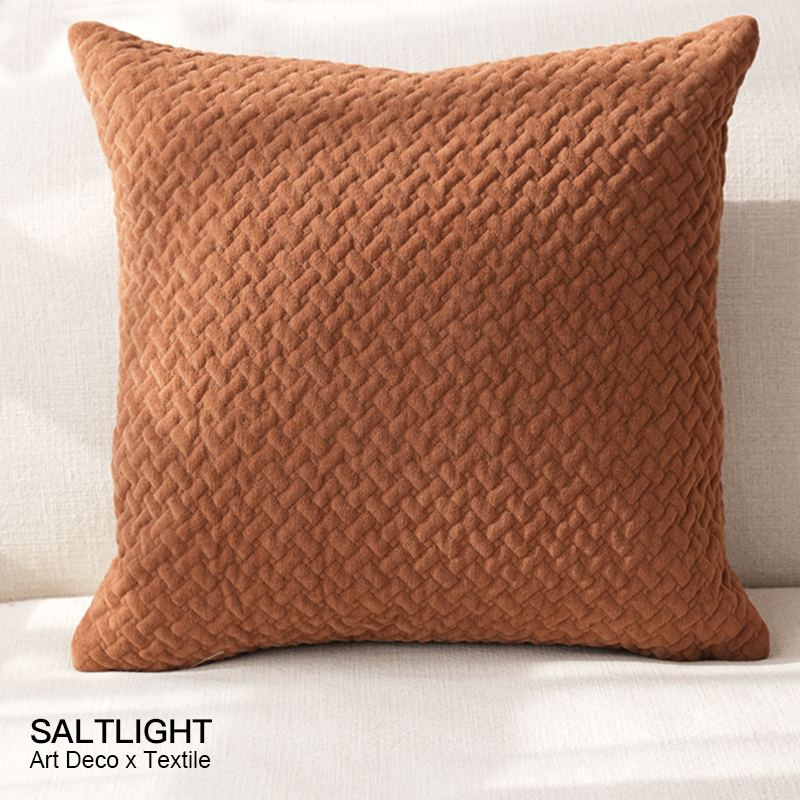 Qiu Fu Retro Warm Brown Three-dimensional Quilted Cotton Sofa Pillow Cushions Homestay Model Room Lumbar Pillow