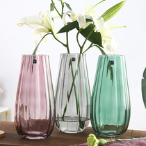 Nordic light luxury glass vase transparent modern simple creative flower arrangement rich bamboo Lily living room ornaments home
