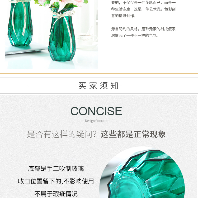 Mới hiện đại tối giản lớn bình thủy tinh màu xanh thủy canh lily hoa hồng trang trí bình hoa sáng tạo - Trang trí nội thất trang trí nhà ngày tết