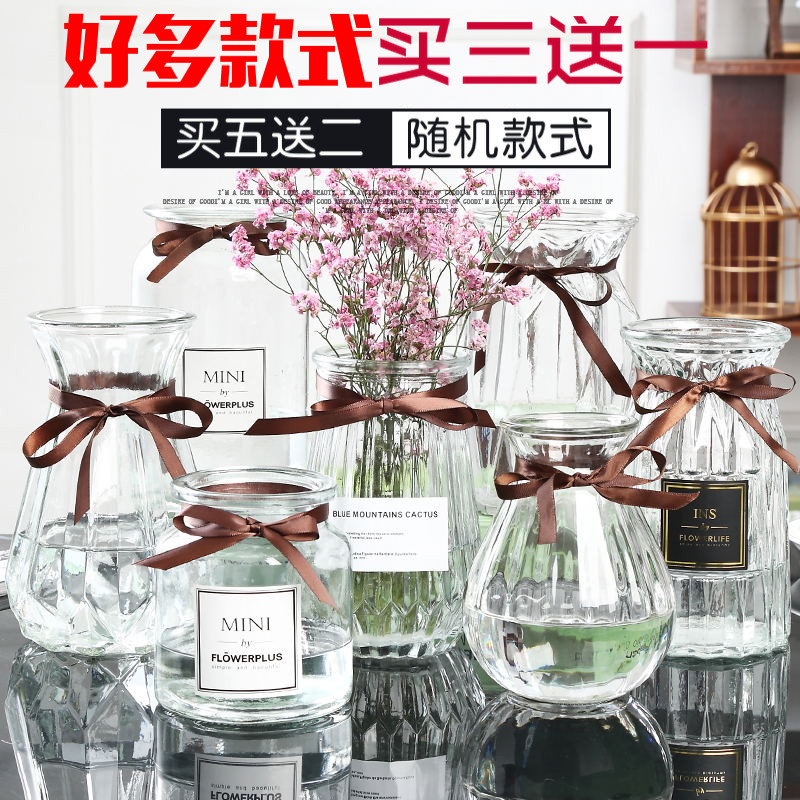 Hydroponic Gold Ge glass vase simple creative decoration living room European-style transparent flower arrangement flowers dry flower container