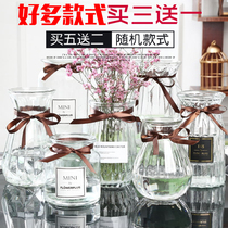 Hydroponic green glass vase simple creative ornaments living room European transparent flower arrangement flower dry flower container
