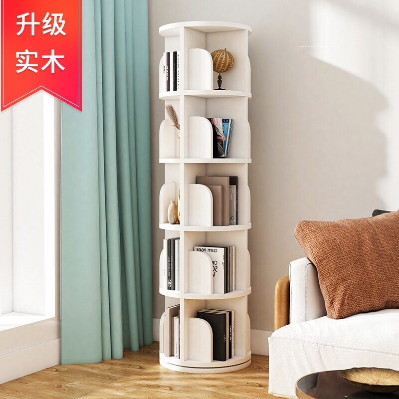 Rotating Bookshelf Solid Wood Children Plotbook Shelf Student Bookcase Floor Minimalist Shelves Simple Home Economy Type