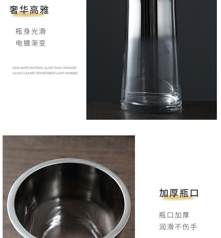 Bình thủy tinh tối giản phòng khách Bắc Âu văn hóa nước lớn cắm hoa lily hoa ly thủy tinh trang trí bàn trang trí - Vase / Bồn hoa & Kệ giỏ treo hoa ban công
