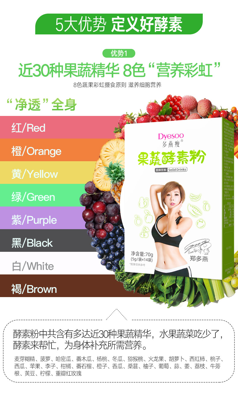 郑多燕 益生菌果蔬孝素粉 14袋*3盒 图1