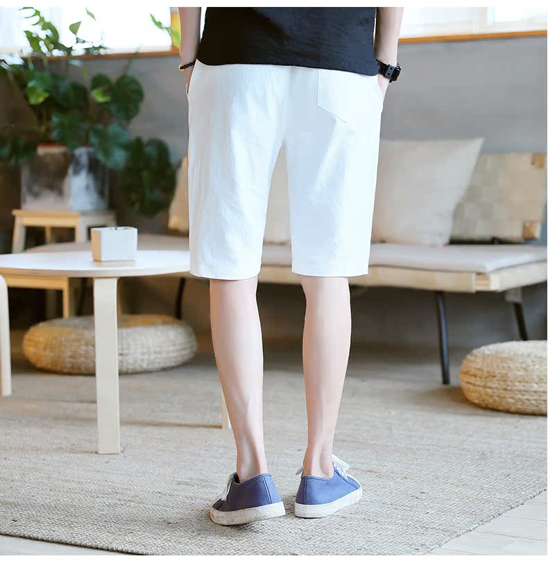 Thể thao mùa hè 5 năm quần nam cotton và linen shorts quần âu quần bãi biển mùa hè quần lớn phần mỏng thủy triều