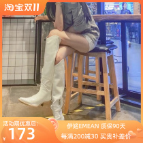 2021 autumn new long tube knight boots womens all-match pointed toe but knee-high sexy hot girls show thin V-mouth boots