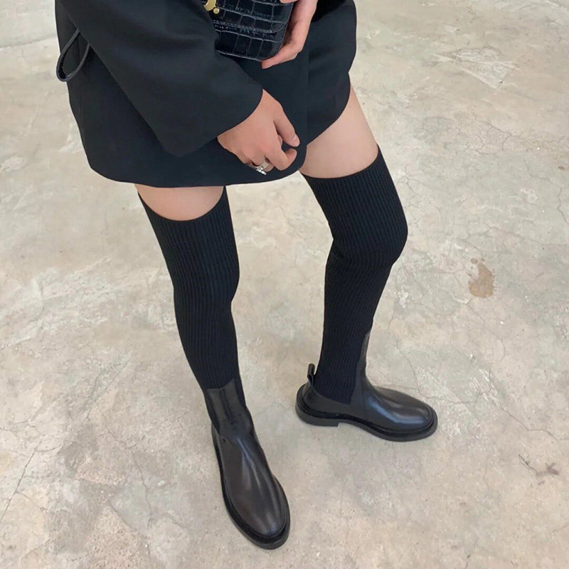 Yi'i sock boots female long tube 2022 new winter English flexible lean boots high boots