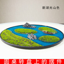 Hotel table big round table ornaments new table flower middle decoration miniature landscape bonsai flower New Lake Light Mountain color