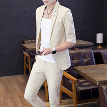 Summer Korean slim short-sleeved small suit suit suit young men British quarter sleeve mid-sleeve suit suit dress men