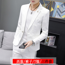 Spring and Autumn New suit suit mens casual small suit Korean version of slim suit young mens suit three-piece suit