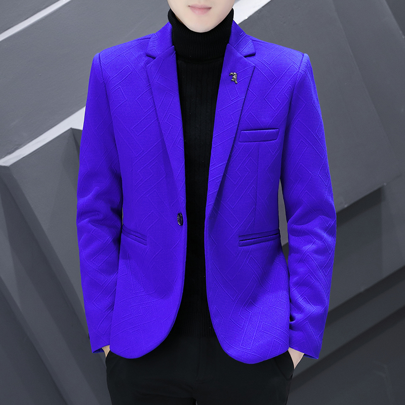 Casual Men's Suit Korean Style Trendy Woolen Blazer Autumn and Winter Fleece-Lined Thickened Woolen Trench Coat Single-Breasted Men's Jacket