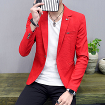 Solid color small suit men spring and summer thin Korean casual suit fashion jacket student white suit mens coat