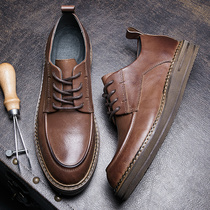 Leather shoes mens fall genuine leather 100 lap Inn business mens shoes new thick undershoes mens bull leather men heightening casual shoes