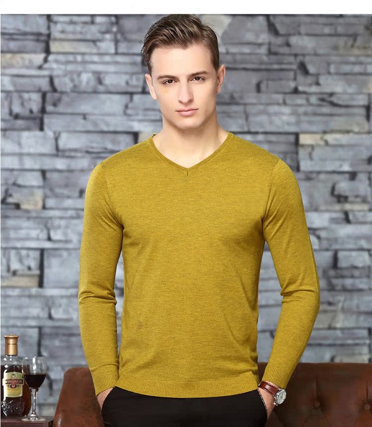 Ordos City 100% áo len cashmere nguyên chất áo len nam áo len đích thực trẻ trung và trung niên đan áo len mỏng áo khoác sơ mi nam