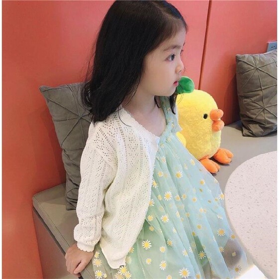 女童空调衫夏季薄款上衣宝宝针织开衫防晒服中小童纯棉长袖外套