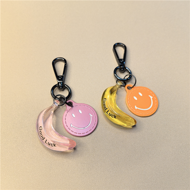 Smiling Banana Original Good Luck Car Keychain Pendant Couple Smiley Face Bag Decoration Backpack Pendant Cute Cartoon