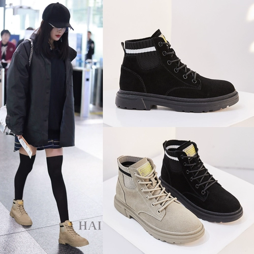 Martens, демисезонные утепленные универсальные ботинки в английском стиле для отдыха, из натуральной кожи, в британском стиле, 2020, популярно в интернете