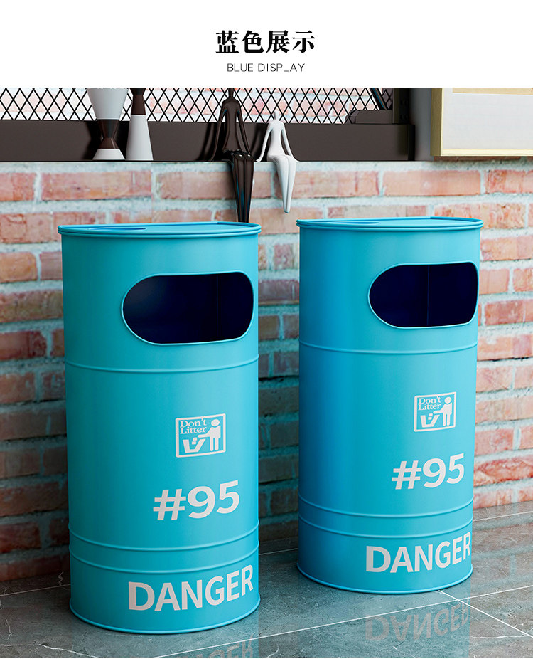 工业风loft铁艺油桶 复古美式垃圾桶 大号做旧酒吧咖啡屋创意带盖详情11