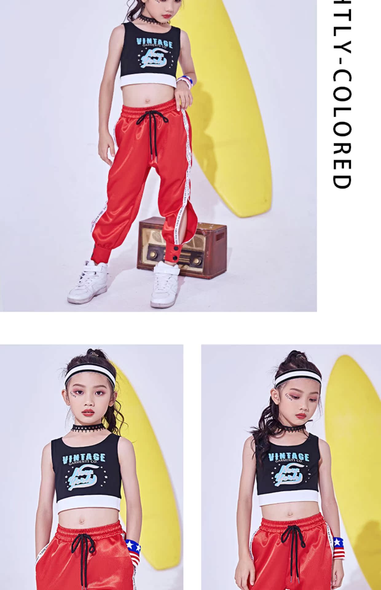 Khiêu vũ trẻ em thiết lập quần áo hip hop thực hành quần áo nhảy múa rốn quần áo cô gái nhảy jazz trang phục quần áo thủy triều bộ trang phục múa bale đáng yêu