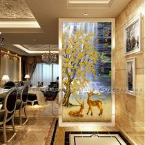 Modern hot-selling art glass screen living room partition background wall shoe cabinet simple double-sided painted tempered lucky deer