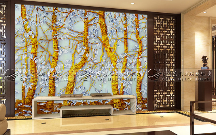 Art Glass 3D Engraving Color Drawing Process Starter Genguan Aisle Background Wall Screen Isolation Door Strokes