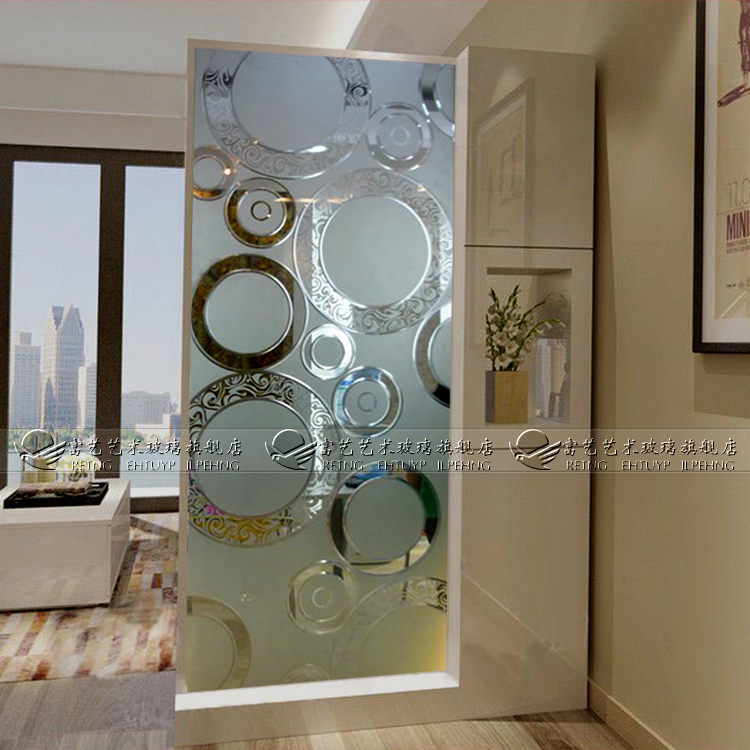 Art Glass Genguan Partition Screen Modern Minima Aisle Background Double Sided Elegant Concentric Circles