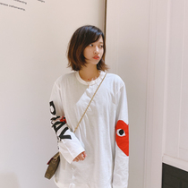 Japanese Tide brand long sleeve male letter arm round neck love couple loose leisure wild bottom T-shirt women