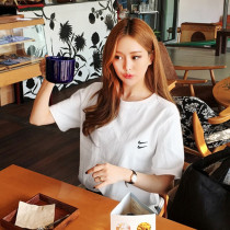 Pure color short sleeve blouses womens clothing 2021 new round collar pure cotton loose 100 hitch base shirt white t-shirt womens wins