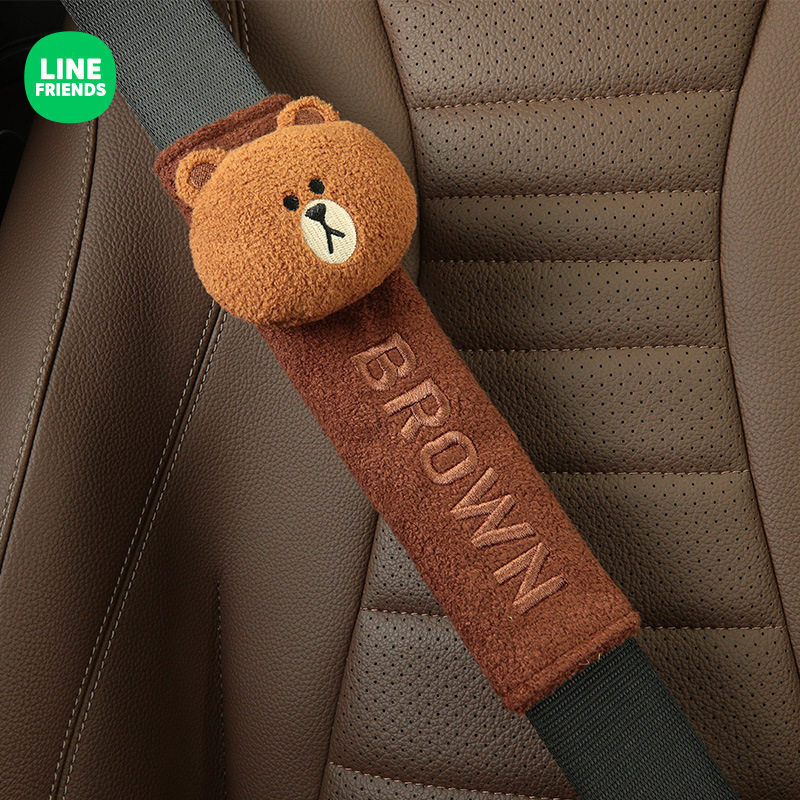 LINE car safety belt shoulder cover extended protective cover cute plush car safety belt car interior decoration supplies