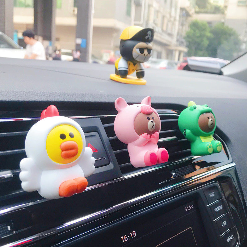 South Korea Linefrends Car Perfume Jungle Series Dinosaur Pig Air Conditioning Mouth Perfume