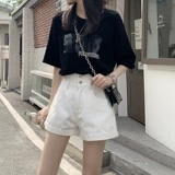 Тонкая белая джинсовая юбка, шорты, штаны, 2025 года, высокая талия, свободный крой, А-силуэт