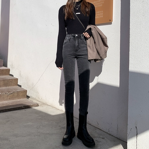 Цветные джинсовые весенние штаны, карандаш, высокая талия, 2025 года, тренд сезона, по фигуре, облегающий крой, в обтяжку